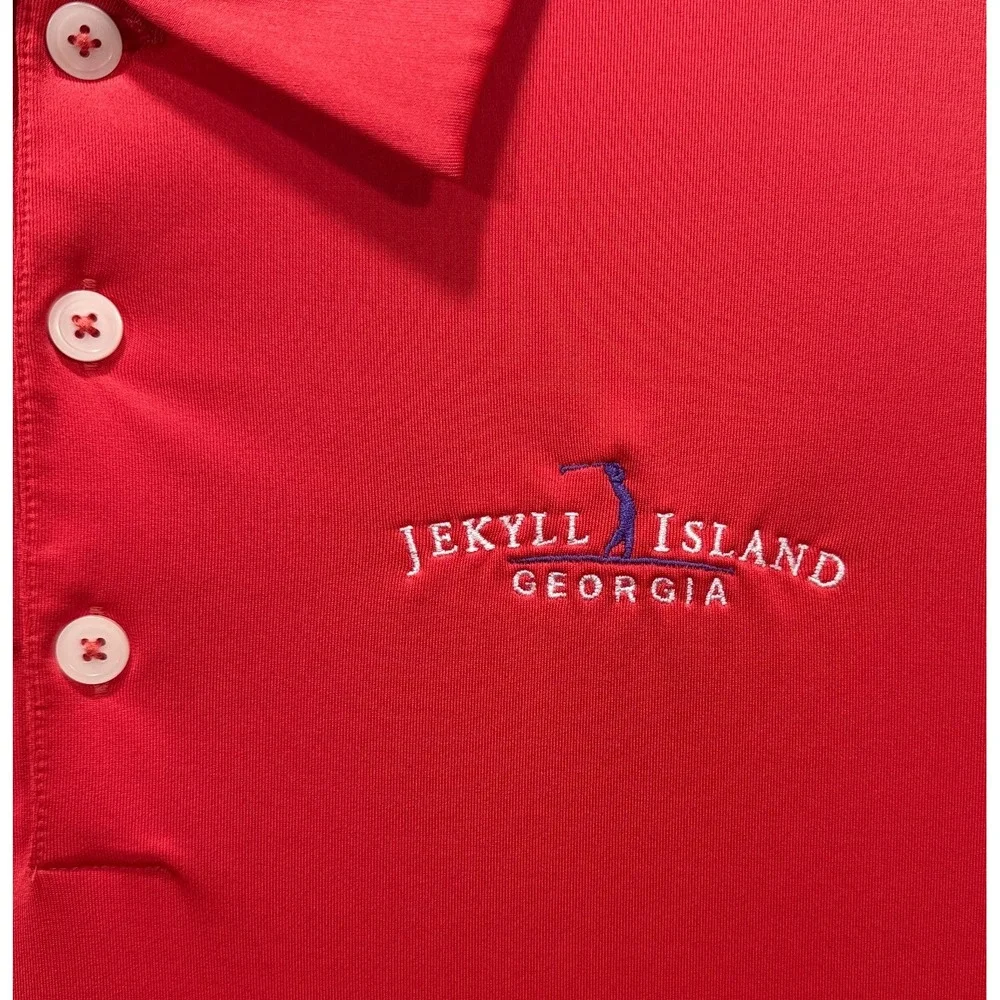 Adidas Polo Shirt Mens XL Red Jekyll Island Georgia Golf Climalite Performance